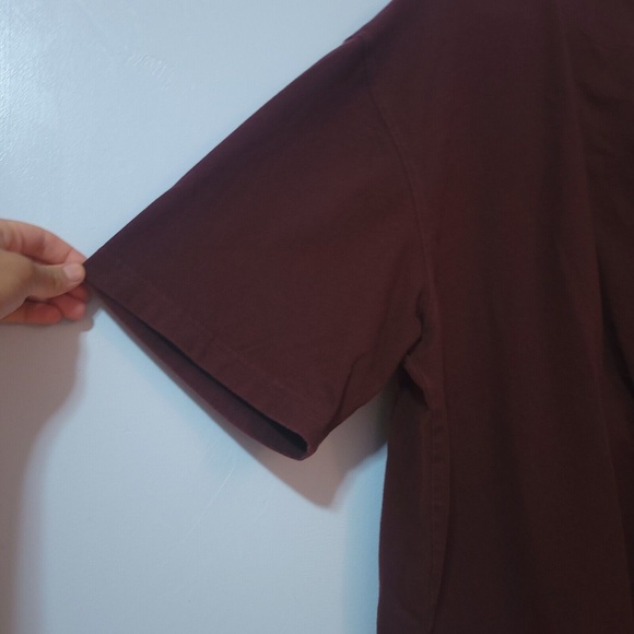 Duluth Trading Co Mens Long Tail T Polo Red Wine Lrg Short Sleeve Cotton Shirt - Picture 6 of 7